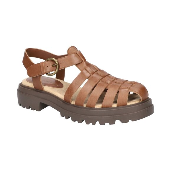 Bella Vita Womens Sinclaire Lug Sole Fisherman Buckled Sandals Tan Size 9.5W NIB - Picture 1 of 5